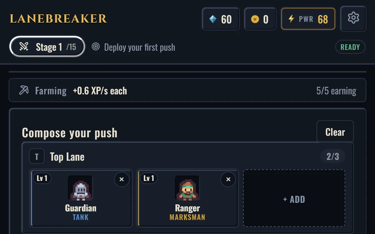 Lanebreaker, an idle RPG shaped like a MOBA