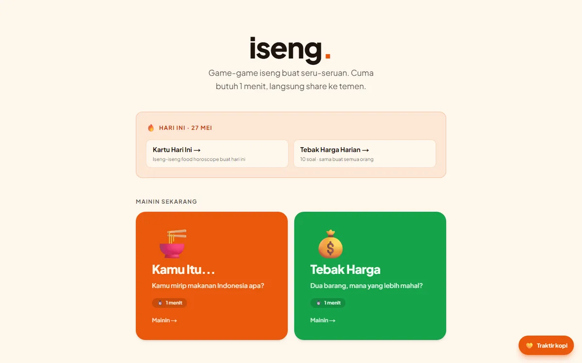 iseng.fun, shareable mini games